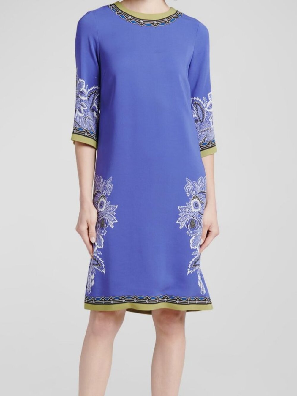Etro Women's Blue Floral Bandana Shift Dress Size 40